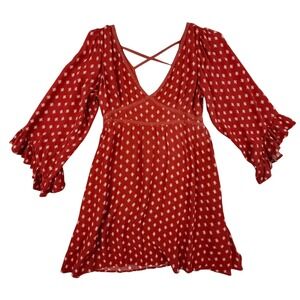 Anthropologie Blue‎ Rain Mini Dress Women's Small Floral Print Criss Cross Back